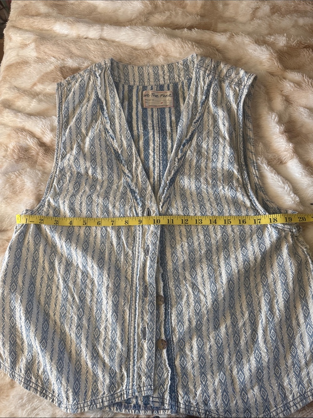 We The Free Blue & White Striped Button-Front Vest - Picture 6 of 7
